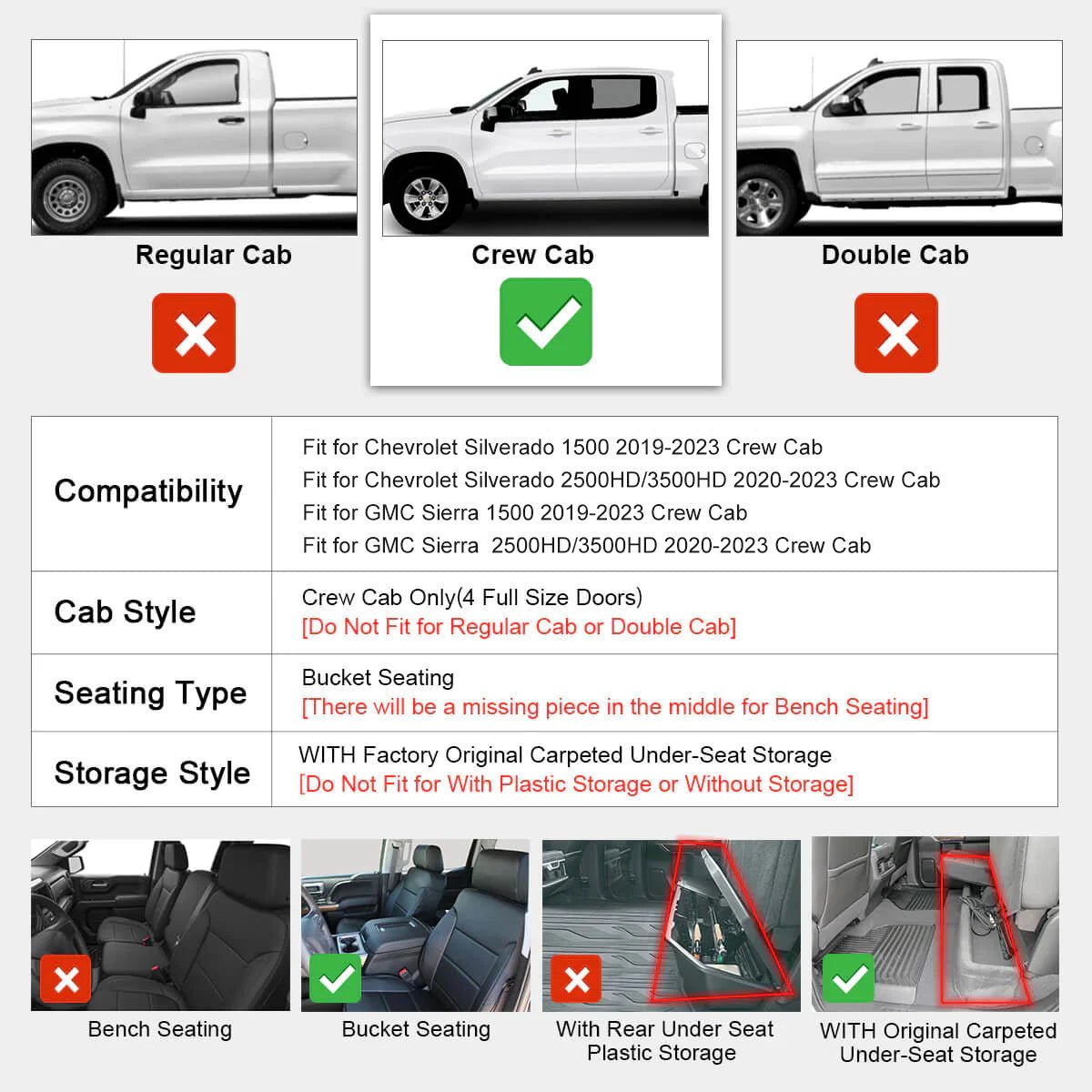 GMC Sierra/ Sierra Denali SuperCrew Cab/ Chevrolet Silverado 2019 - 2025 - Adrian Pro Series Car Mats - Adrian.UAE