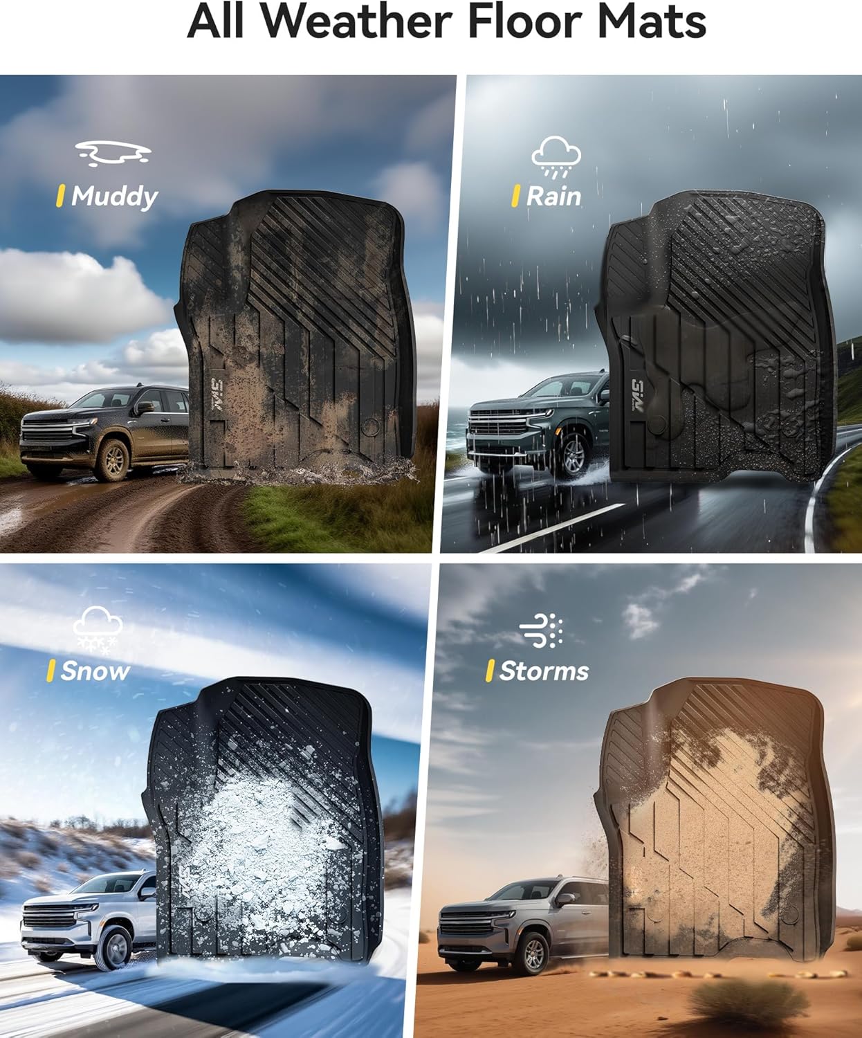 GMC Yukon/Chevrolet Tahoe//Cadillac Escalade 2021 - 2026 (Short Chassis - 2nd Row Bench Seats) - Pro Series Car Mats - Adrian.UAE