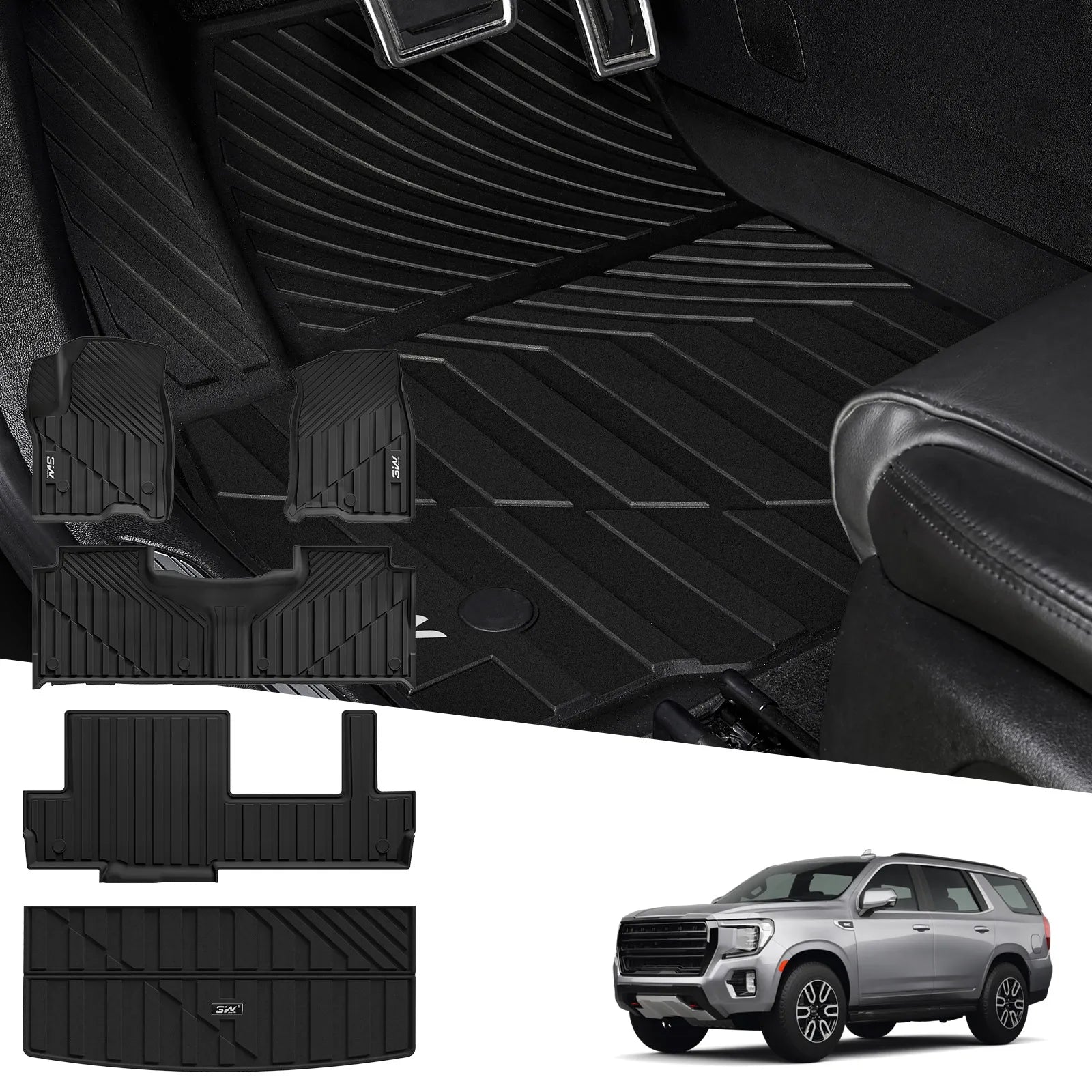GMC Yukon/Chevrolet Tahoe//Cadillac Escalade 2021 - 2026 (Short Chassis - 2nd Row Bench Seats) - Pro Series Car Mats - Adrian.UAE