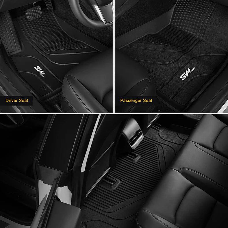 Tesla Model 3 2021 - 2023 ADRIAN 3W Custom Floor Mats TPE Material & All - Weather Protection - Adrian.UAE