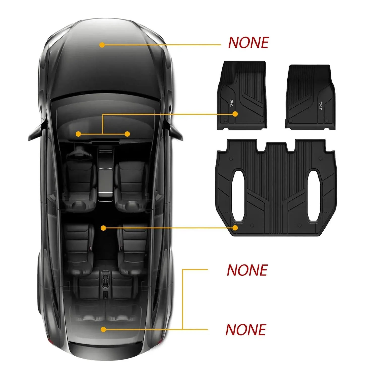 Tesla Model X 6 Seats 2021 - 2025 ADRIAN 3W Custom Floor Mats TPE Material & All - Weather Protection - Adrian.UAE