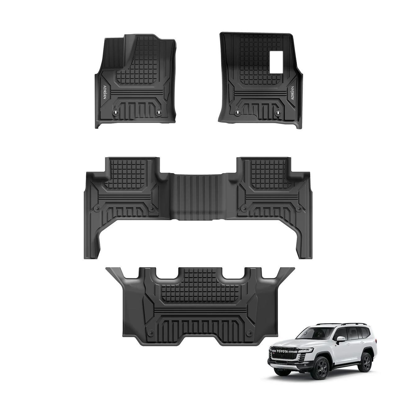 Toyota Land cruiser 2022 - 2025(3 Rows) Black Color - 3W ADRIAN Car Mats - Adrian.UAE
