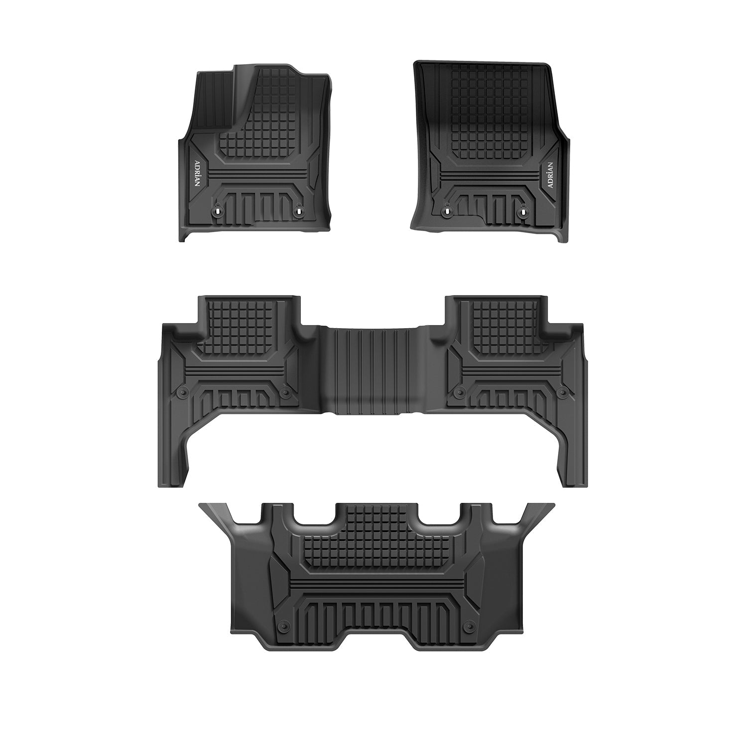 Toyota Land cruiser 2022 - 2025(3 Rows) Black Color - 3W ADRIAN Car Mats - Adrian.UAE