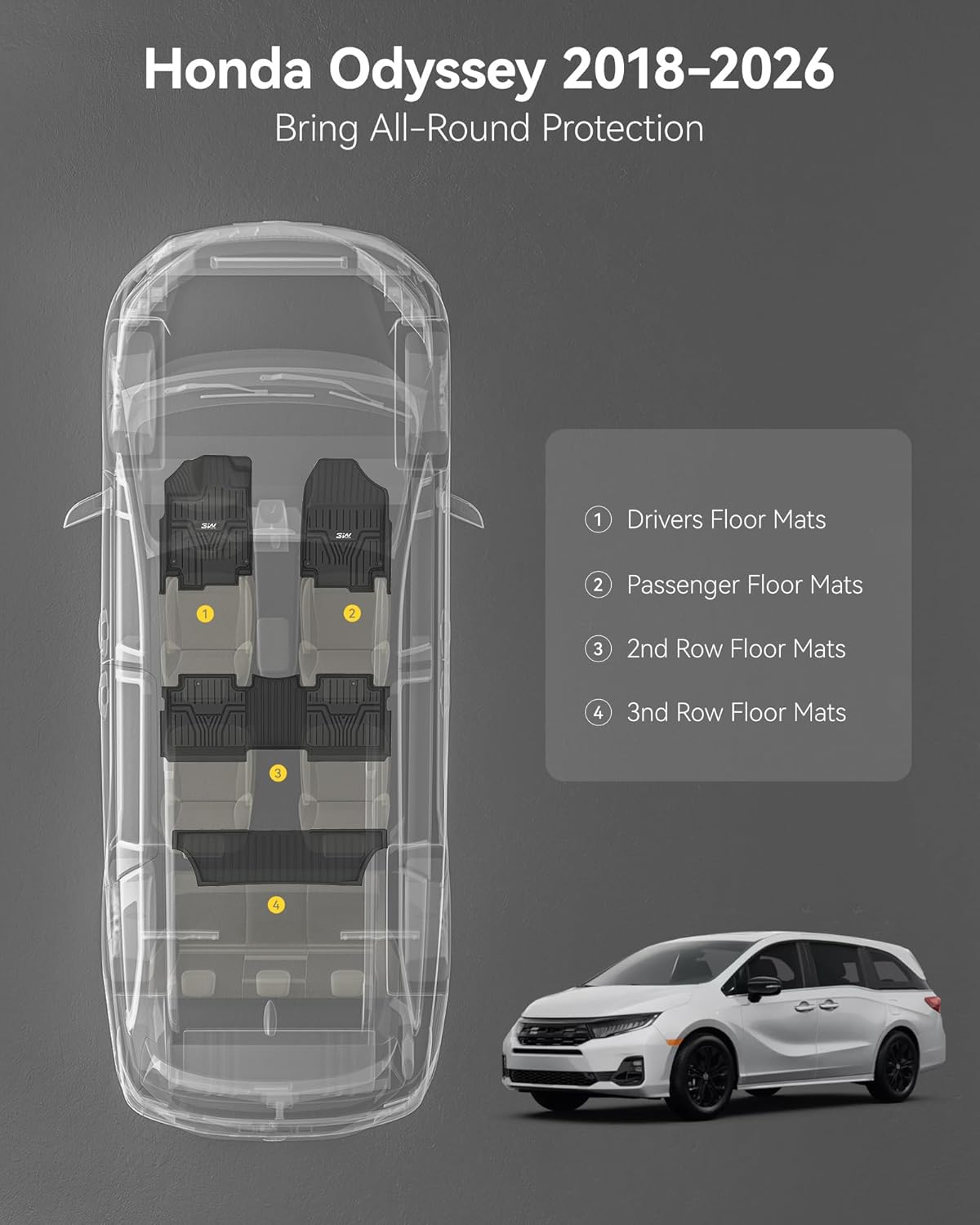 Honda Odyssey 2018 - 2026 - Adrian 3WSeries Car Mats - Adrian.UAE