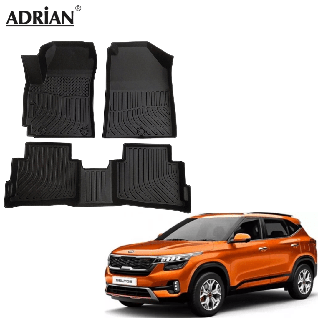 Binmotor Custom Fit TPE Floor Mats For Kia Seltos (2020-2025) - All-Weather Black Liners