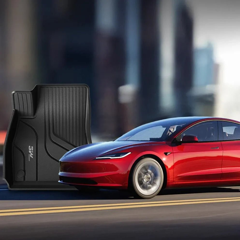 Tesla Model 3 2021 - 2023 ADRIAN 3W Custom Floor Mats TPE Material & All - Weather Protection - Adrian.UAE