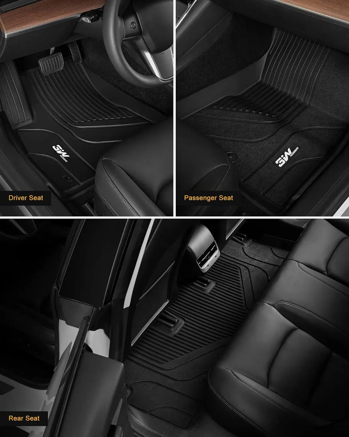 Tesla Model 3 2024 - 2026 Highland New Generation ADRIAN 3W Custom Floor Mats TPE Material & All - Weather Protection - Adrian.UAE