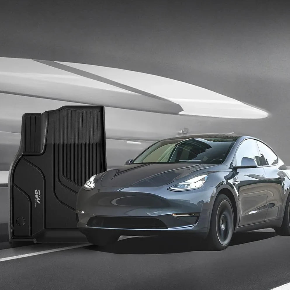 Tesla Model Y 2020 - 2024 ADRIAN 3W Custom Floor Mats TPE Material & All - Weather Protection 5 - Seater - Adrian.UAE