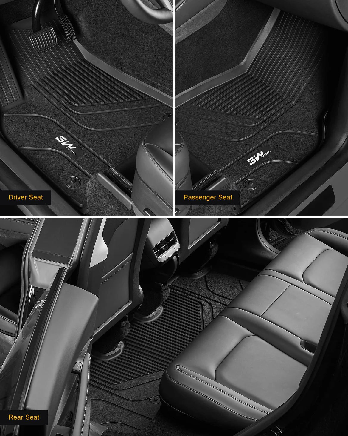 Tesla Model Y 2020 - 2024 ADRIAN 3W Custom Floor Mats TPE Material & All - Weather Protection 5 - Seater - Adrian.UAE