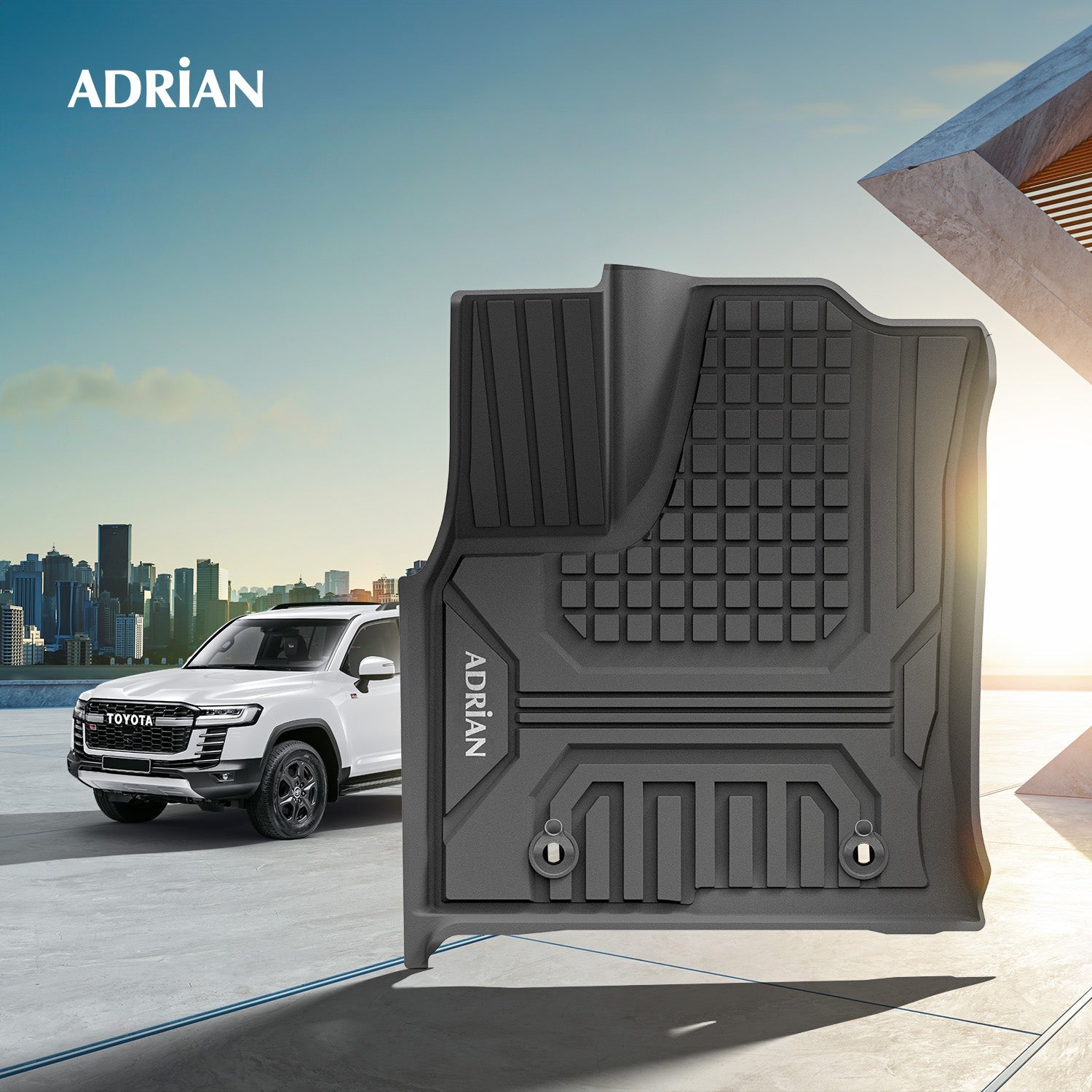 Toyota Land cruiser 2022 - 2025(3 Rows) Black Color - 3W ADRIAN Car Mats - Adrian.UAE