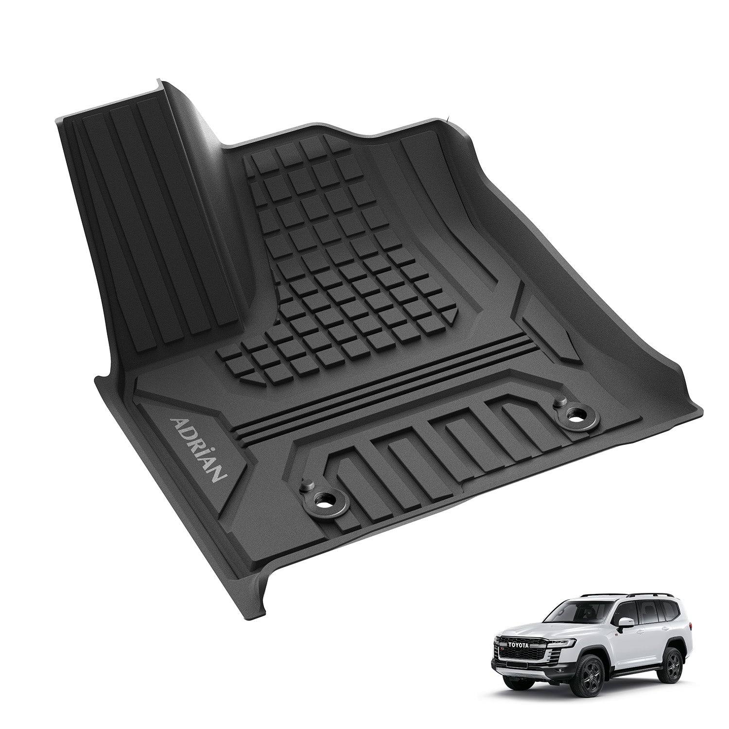 Toyota Land cruiser 2022 - 2025(3 Rows) Black Color - 3W ADRIAN Car Mats - Adrian.UAE