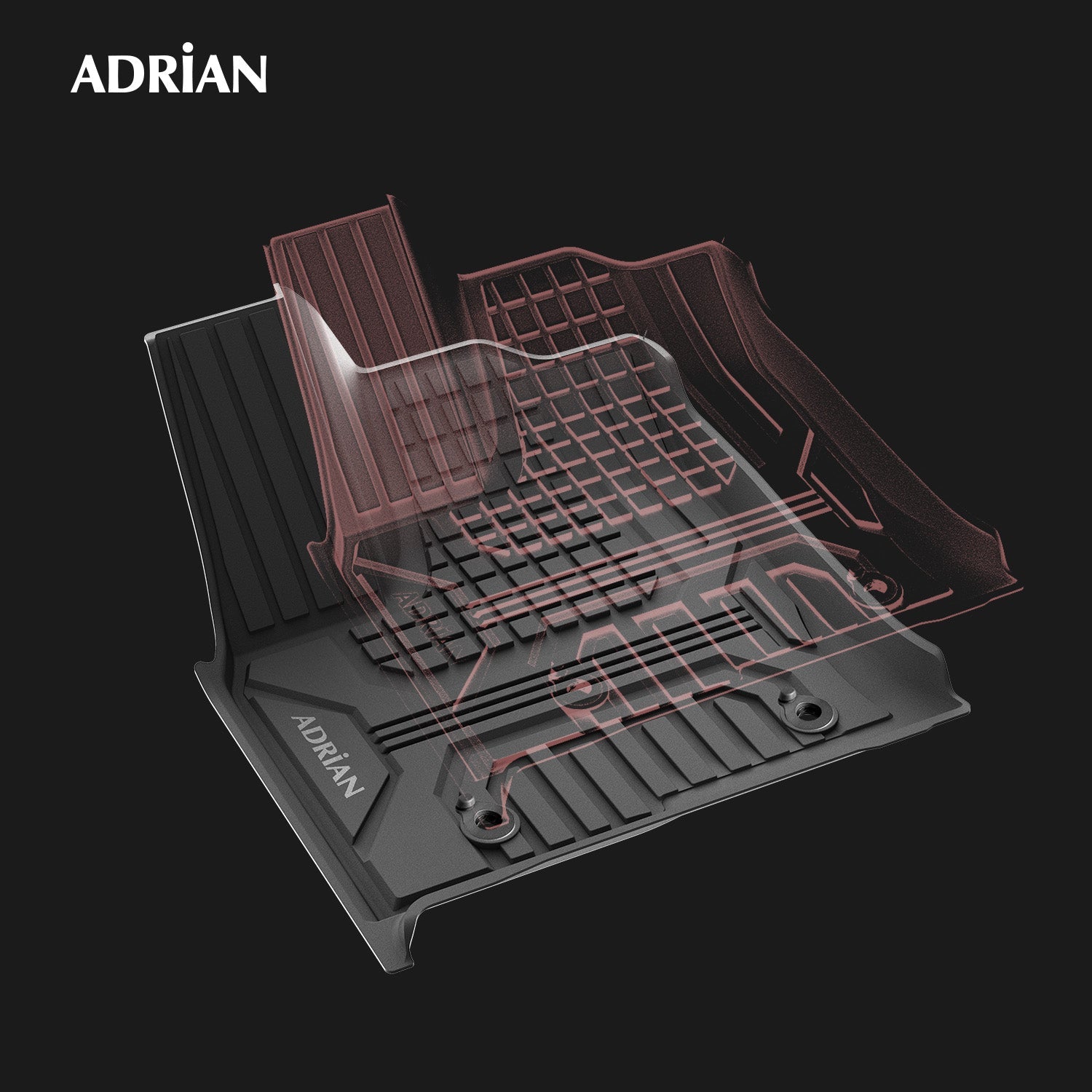 Toyota Land cruiser 2022 - 2025(3 Rows) Black Color - 3W ADRIAN Car Mats - Adrian.UAE