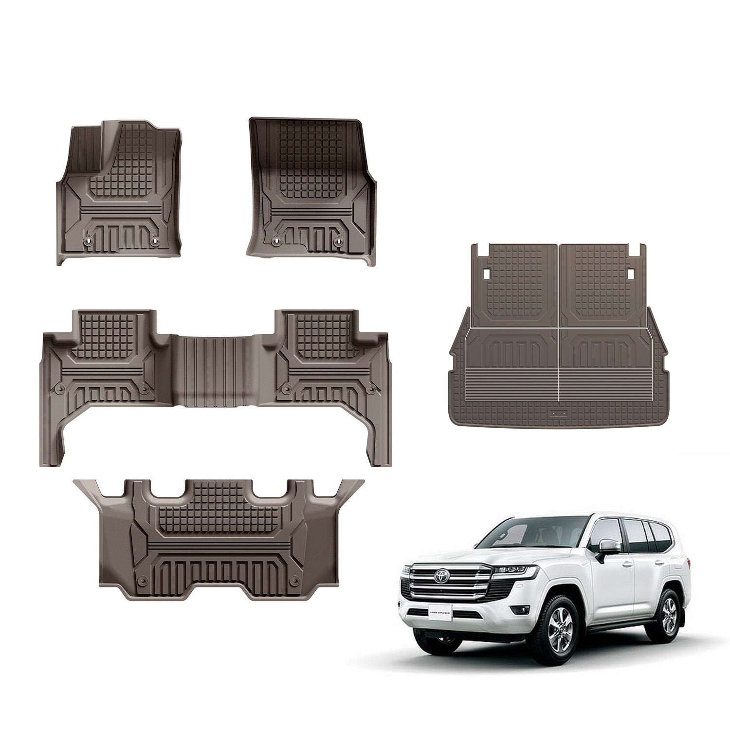 Toyota Land cruiser 2022 - 2026 (3 Rows) 3W ADRIAN Car Mats - Adrian.UAE